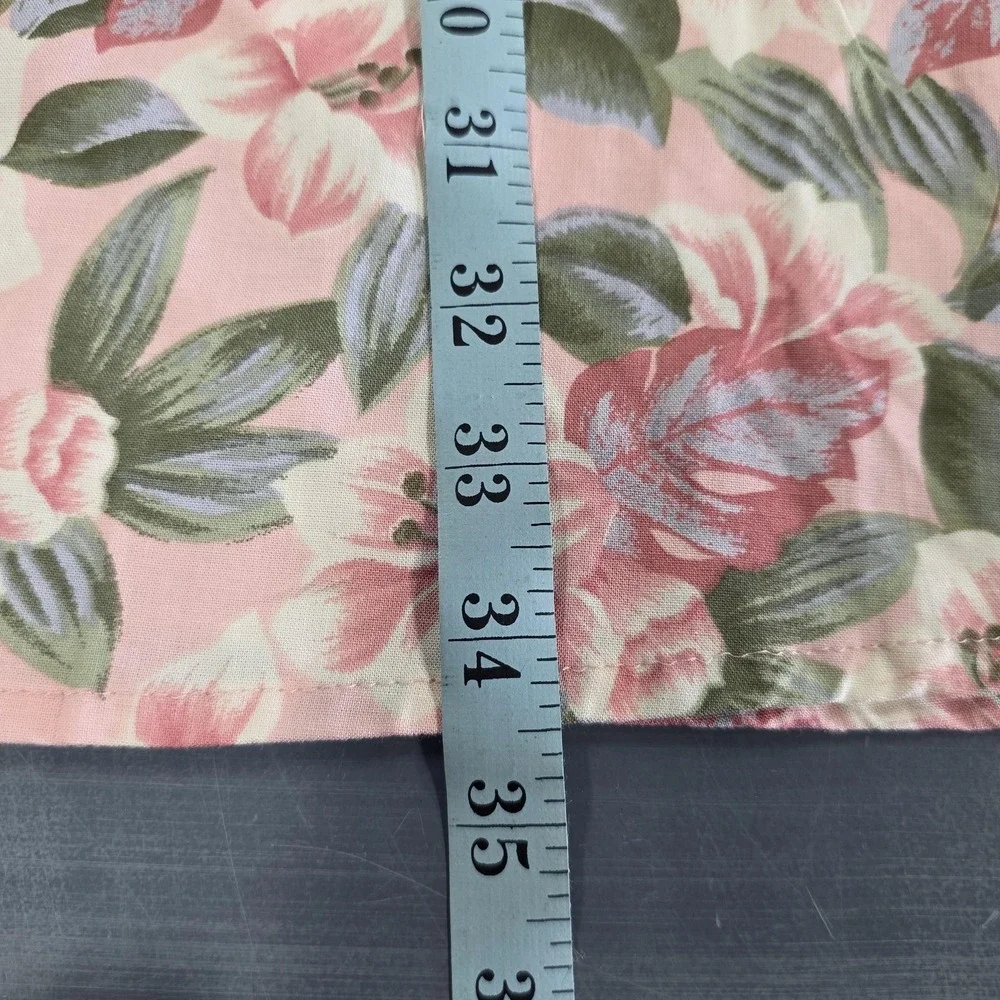 VTG Pinup A-line Boho Long Skirt Women M Pink Floral Button Front Rayon 80s Prep